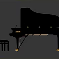 Elegant Black Grand Piano Furniture With Steinway Brand Transparent Legs And Golden Internal Frame