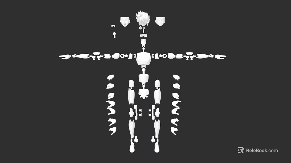 Detailed Doll Components Including Head Limbs And Joint Parts Design 3d model 