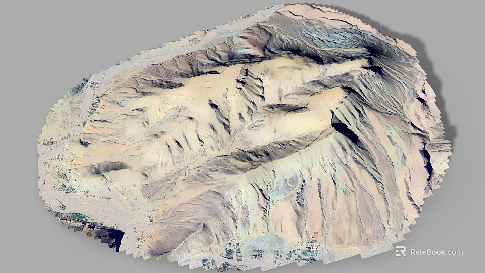 Natural Rock Mountain Landscape With Layered Texture And Earthy Tones 3d model 
