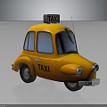 Cartoon Style Yellow Taxi With TAXI Roof Sign And Round Windows