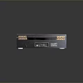 Black Square Electronic Device With Textured Surface And Front Control Panel For Home Use