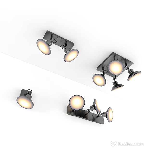 Modern Downlights and Spotlights with Adjustable Heads for Home Interior Lighting 3d model 