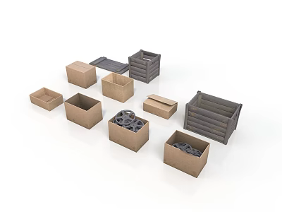 Cardboard Storage Boxes And Versatile Organizers With Various Sizes For Home Organization 3d model