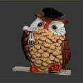 Owl Shaped Cake Wearing Black Graduation Cap Holding Scroll Decorative Item