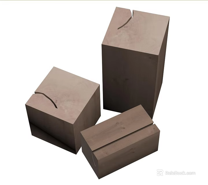 Brown Square Side Tables in Different Sizes with Minimalist Design 3d model 