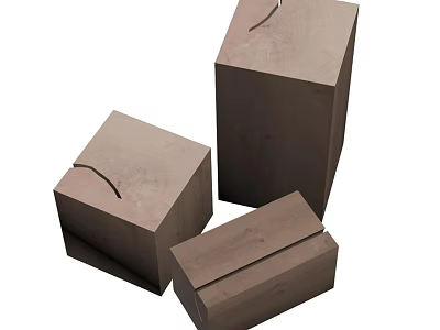 Brown Square Side Tables in Different Sizes with Minimalist Design 3d model