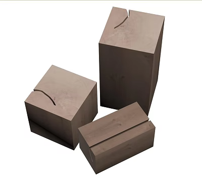 Brown Square Side Tables in Different Sizes with Minimalist Design 3d model
