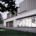 Starbucks Store Exterior With Wooden Facade Green Logo Trees And Grass Area