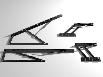 Black Metal Brackets In Different Angles With Mounting Holes For Furniture 3d model