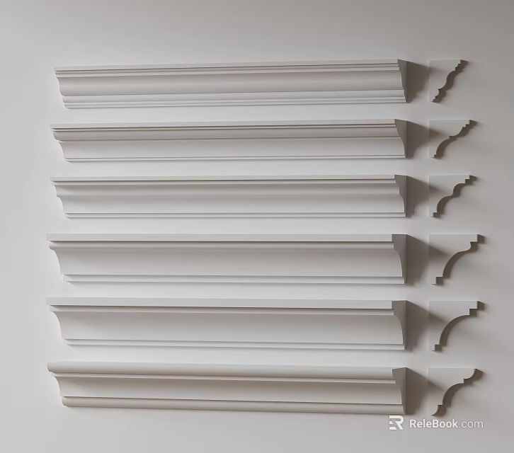 Decorative Gypsum Cornice Mouldings With Various Styles And Designs For Interior Decoration 3d model 