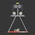 Mechanical Weapon With Tripod Stand Transparent Base Red Frame And Metal Components