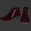 Brown Leather Ankle Boots With Side Zip Design For Daily Wear 3d model