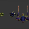 Three Fantasy Creatures With Colorful Spikes And Unique Wing Structures