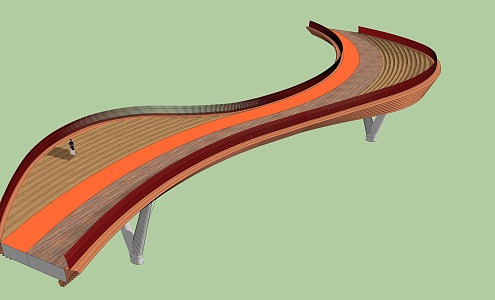 Special-shaped pedestrian landscape bridge SU model 3d model