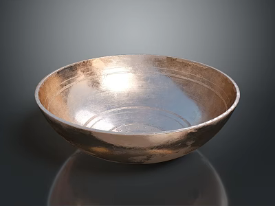 Shiny Copper Metallic Household Bowl With Smooth Surface And Lustrous Finish 3d model