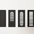 Black Hinged Doors with Solid and Glass Panel Designs for Home Interior 3d model