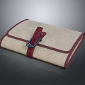 Beige And Burgundy Notebook With Red Strap And Black Metal Buckle Design