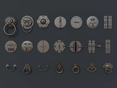 Various Styles Of Decorative Door Handles Featuring Classic And Modern Designs 3d model