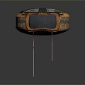 Orange Abstract 3D Model Featuring Circular Structure And Intricate Mesh Patterns