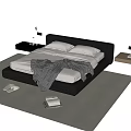 modern double bedside table carpet 3d model
