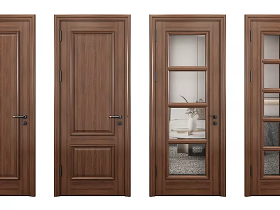 Wooden Swing Doors with Glass Panels and Modern Designs for Home Interior Decoration 3d model