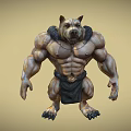 Muscular Dog Human Hybrid Character With Strong Physique Black Loincloth And Clawed Feet