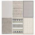 Square Rugs with Herringbone Chevron Triangle and Dot Patterns in Neutral Tones 3d model