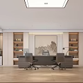 Modern Office Interior Design With Large Windows Curtains Desk Office Chair Sofa And Rug