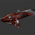 Game Movie Character With White Hair Posing In Red Outfit By Modern Red Motorcycle