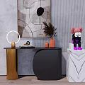 Light Luxury End View Table Entrance Cabinet 3d model