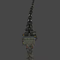 Futuristic Mechanical Creature Character With Red Eyes Orange Lights And Industrial Design