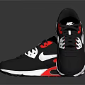 Black Red White Sporty Sneakers With Air Cushion And Modern Design Details