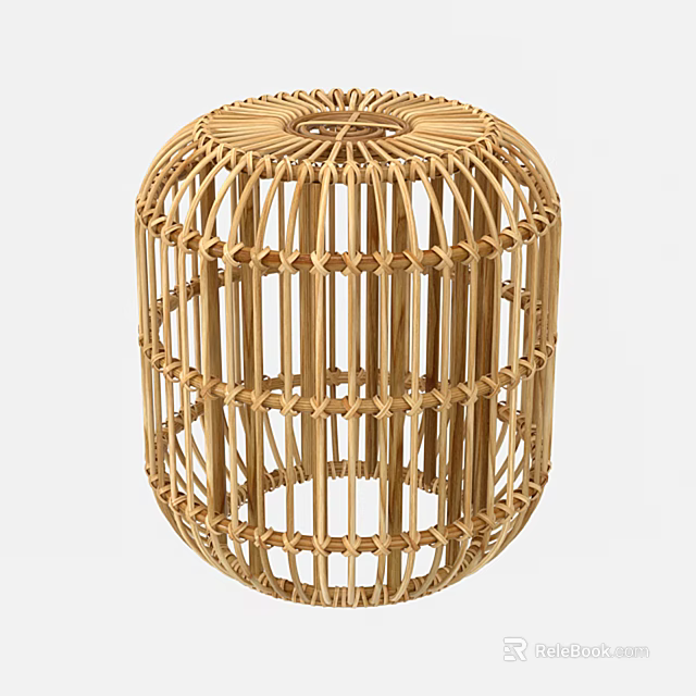 Wicker Side Table with Cylindrical Open Weave Design for Modern Living Spaces 3d model 