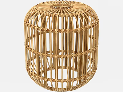 Wicker Side Table with Cylindrical Open Weave Design for Modern Living Spaces 3d model