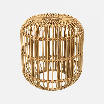 Wicker Side Table with Cylindrical Open Weave Design for Modern Living Spaces 3d model