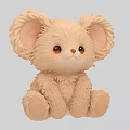 Cute Fluffy Peach Plush Mouse Doll With Big Ears And Round Eyes