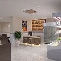 Modern Restaurant Interior With Booth Seating Dining Tables And City View Through Windows