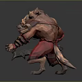 Muscular Mythical Beast Game Movie Character With Wolf Head Red Pants And Sharp Weapon 3d model