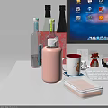 Pink Cup With White Press Lid And Gray Background Modern Design