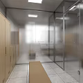 Other Restroom Design With Lockers Bench Glass Partitions And Tiled Flooring