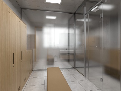 Public bathroom, changing room, lavatory 3d model