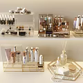 Stylish Bathroom Accessories with Transparent Gold Storage Organizers like Skincare Products Cosmetics And Fragrance Bottles
