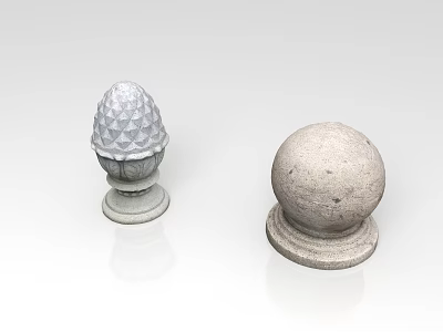 Stone pier stone ball car blocking ball barricade granite 3d model