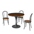 Comfortable Leisure Chairs With Metal Frame And Wooden Seat Around Round Table