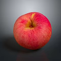 Fresh Juicy Red Apple On Gray Background With Shiny Surface And Reflection