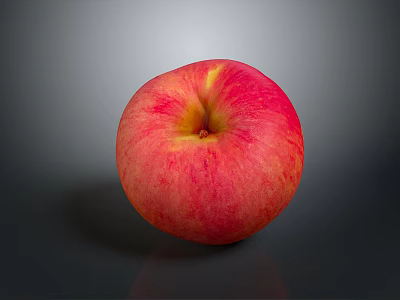 Fresh Juicy Red Apple On Gray Background With Shiny Surface And Reflection 3d model