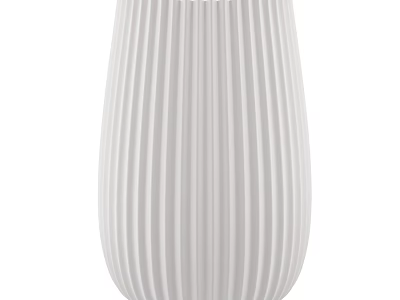Decorative Ornament Set Featuring White Ceramic Vase with Vertical Stripes 3d model