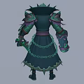 Fantasy Man In Green And Purple Armor With Glowing Accents And Long Robes