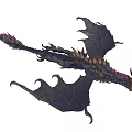 Flying Dragon With Dark Wings Sharp Horns And Scaly Body In Flight