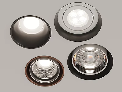 Different Designs Of Downlights And Spotlights With Black Brown Frames For Home Ceiling Lighting 3d model